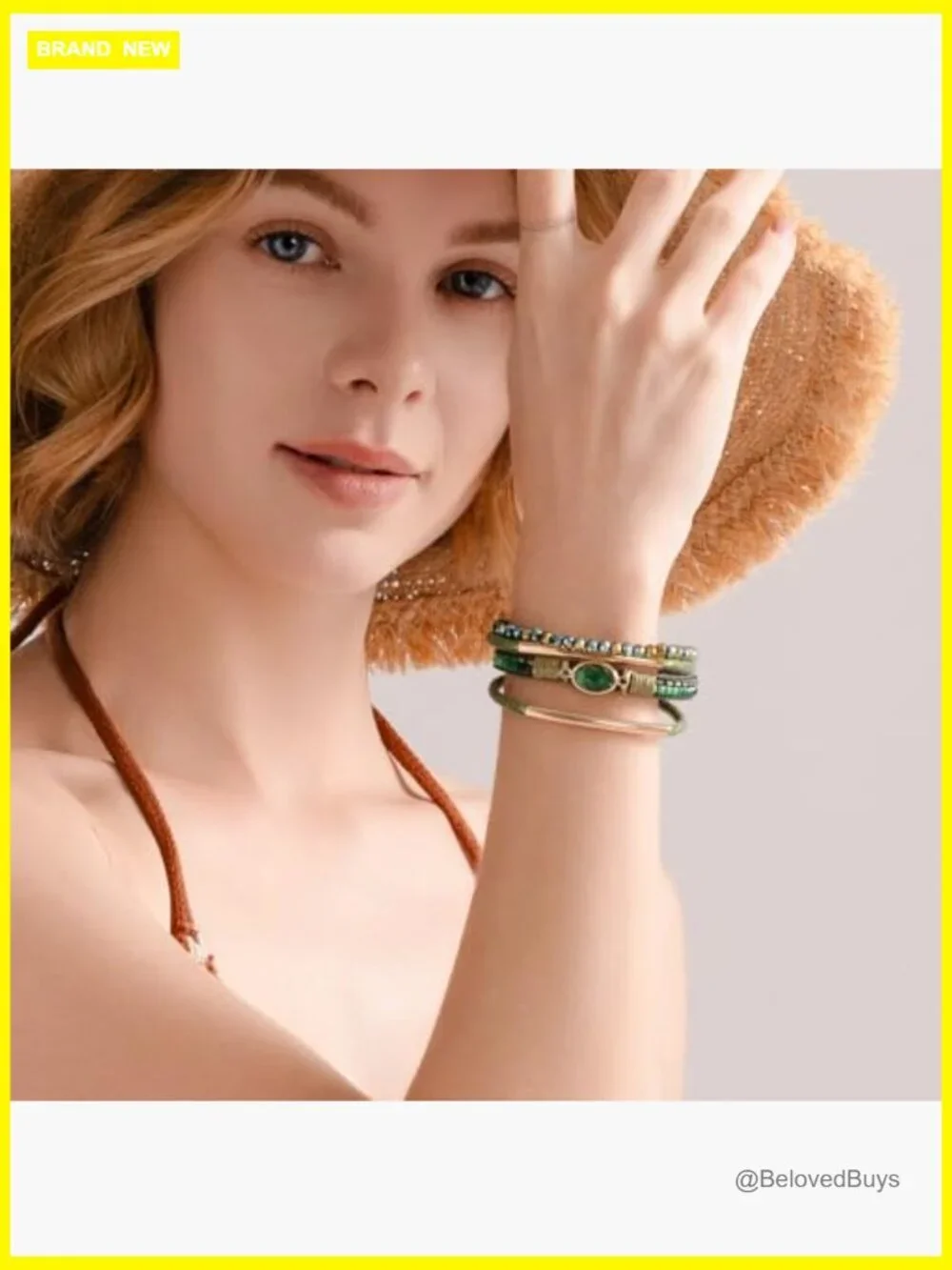 Leather Wrap Bracelet Crystal Beaded Boho Cuff Magnetic Clasp Stone Charm